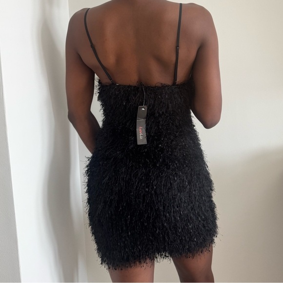 NWT Luv Liz Black textured mini dress with adjustable straps - Picture 3 of 9